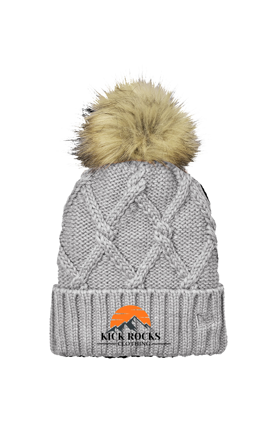 Luxury Kick Rocks Clothing Women's Designer Embroidered Faux Fur Pom Beanie