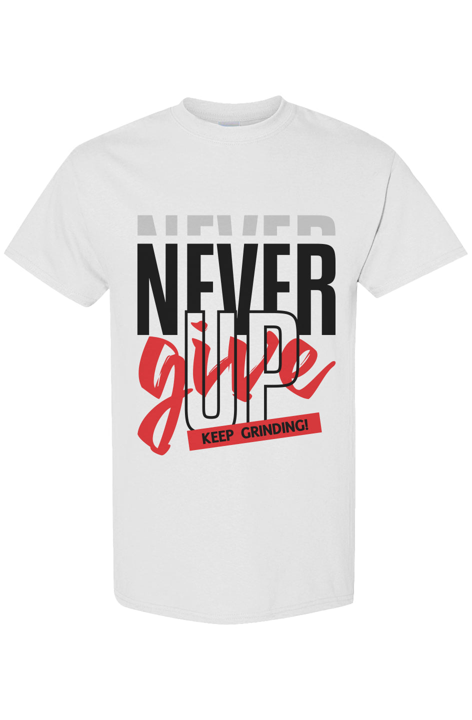 Kick Rocks Clothing Brand NEVER GIVE UP White Heavy Weight T-Shirt