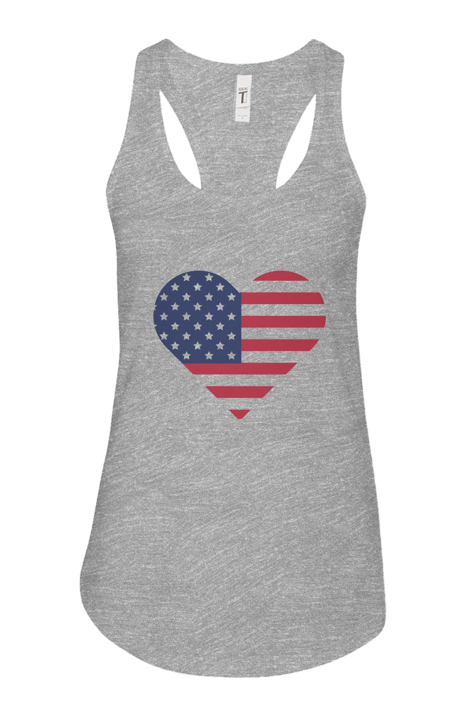 American Flag Heart BORN IN THE USA Women's Ideal Racerback Tank Top