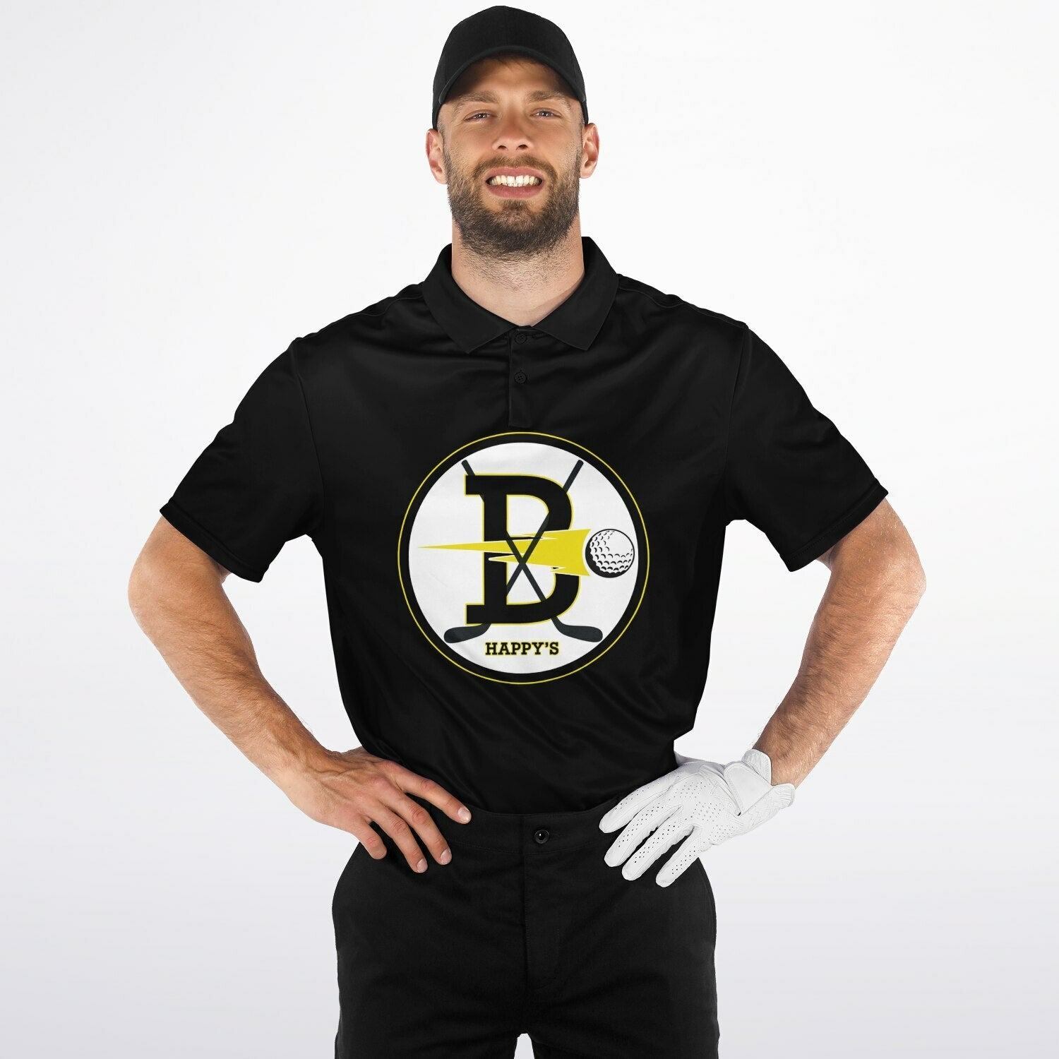 Happy Gilmore Hockey Player Golf Polo Shirt - Black Version