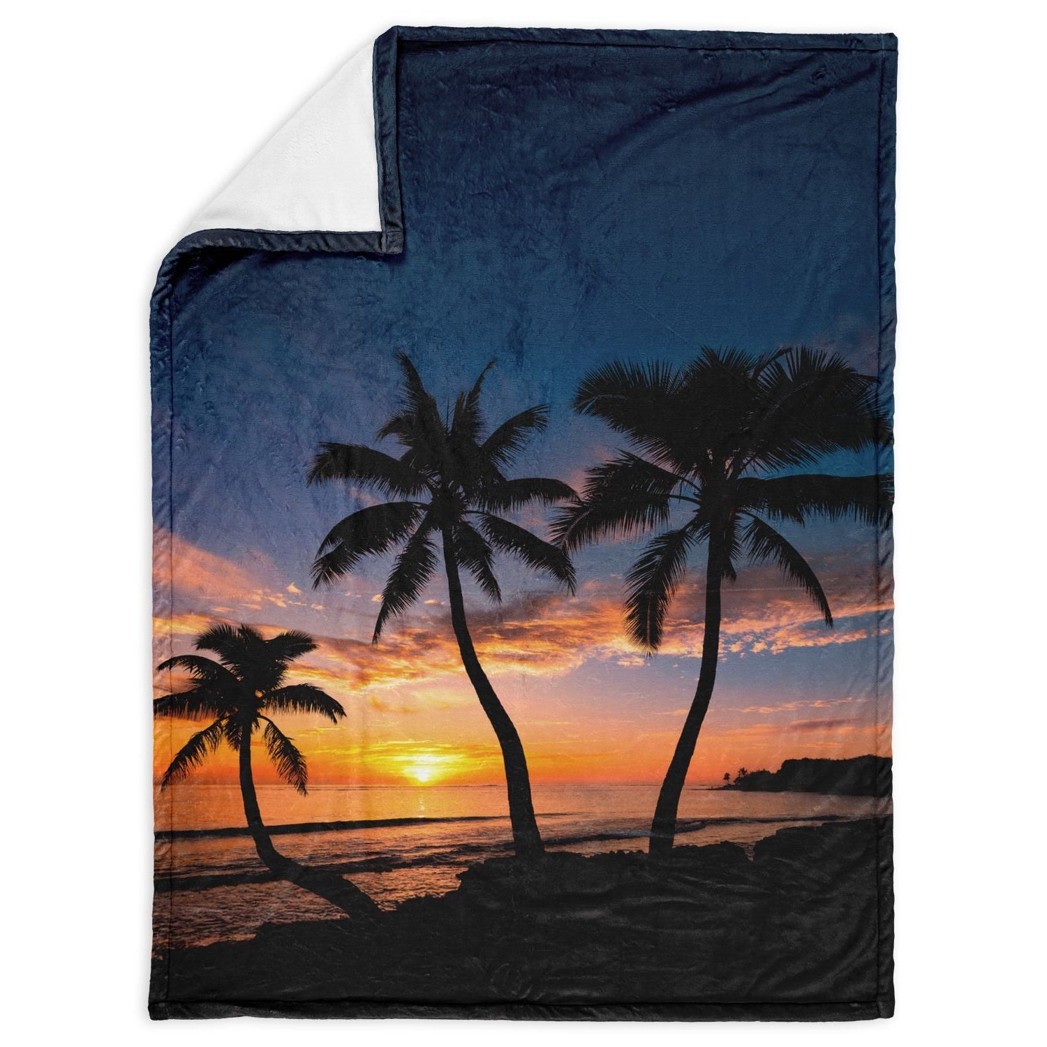 Hawaiian Island Hawaii Sunset Flannel Blanket Nice Cozy Warm Cuddling Blanket