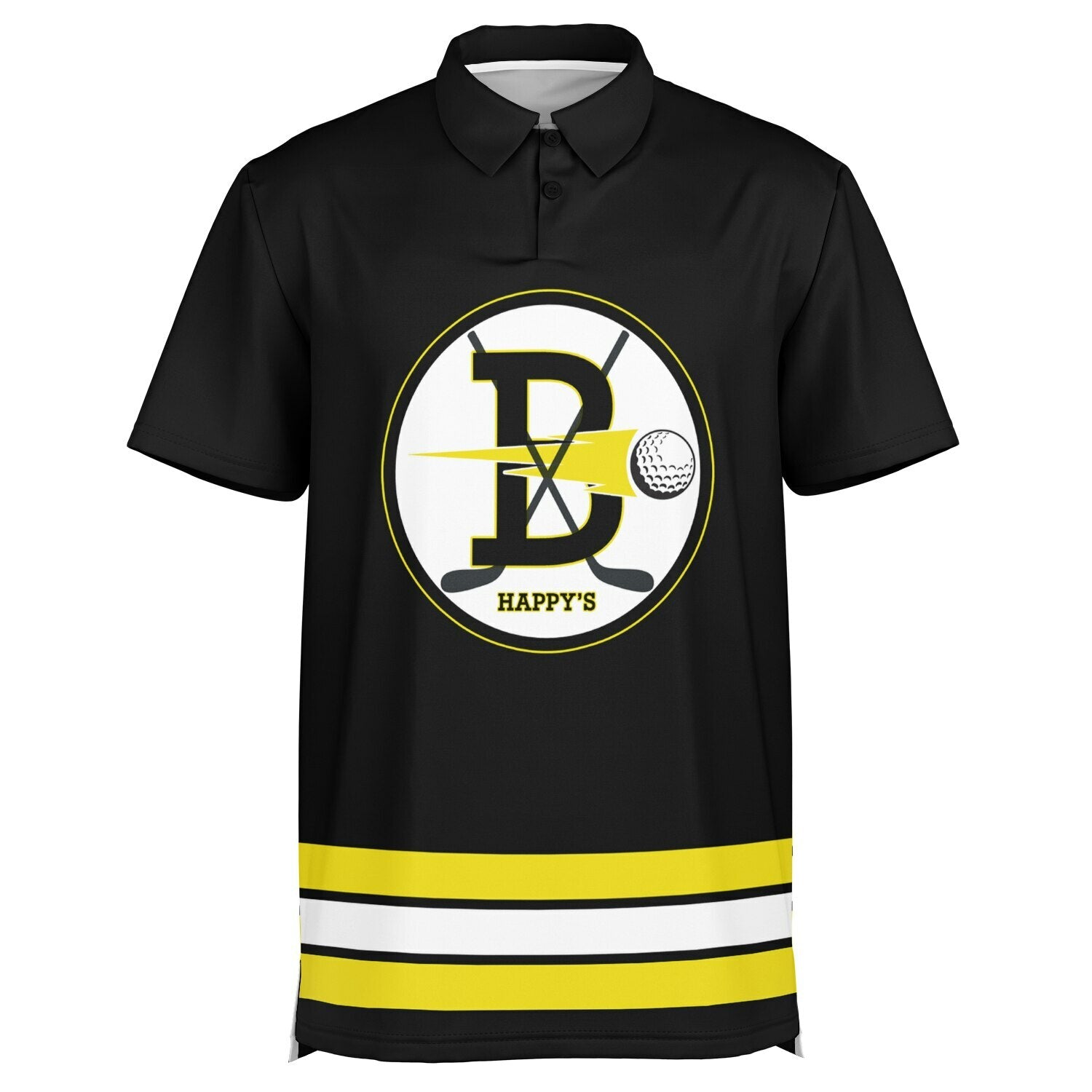 Happy Gilmore Hockey Player Golf Polo Shirt - Black Version