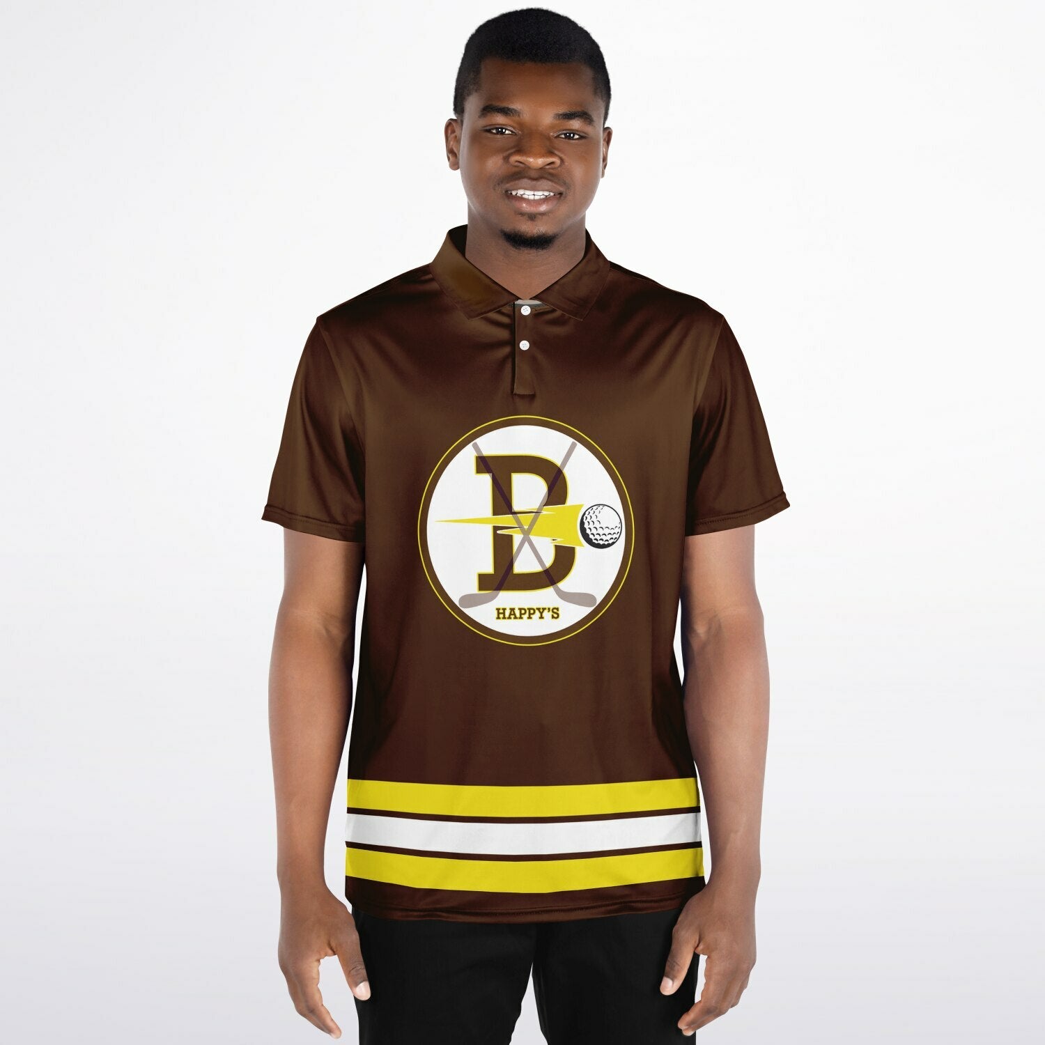 Happy Gilmore Hockey Player Golf Polo Shirt Brown UV Protection Sport Shirt