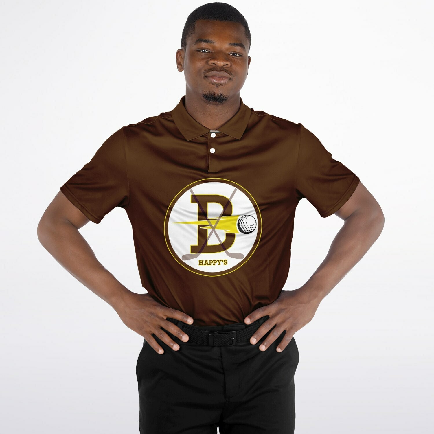 Happy Gilmore Hockey Player Golf Polo Shirt Brown UV Protection Sport Shirt